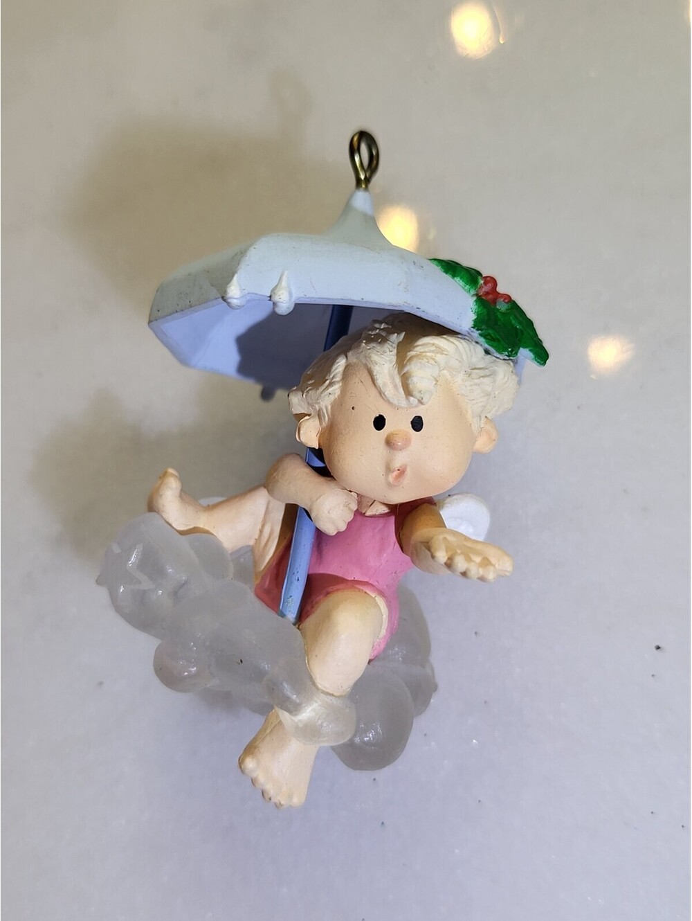 Vtg Hallmark 1987 Christmas Ornament Baby Angel W Wings On Cloud EUC 3D 2.5" A15